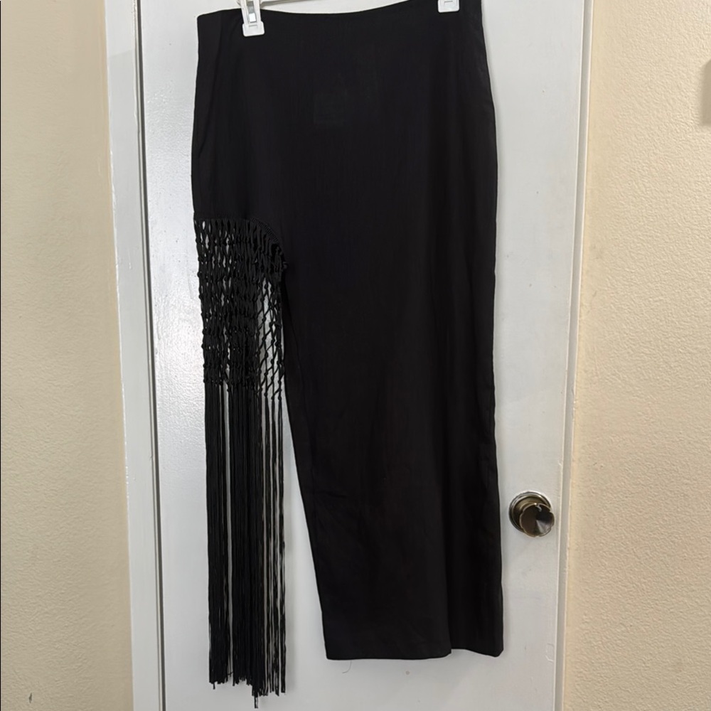 Zara Black Asymmetrical Embellished Midi Skirt